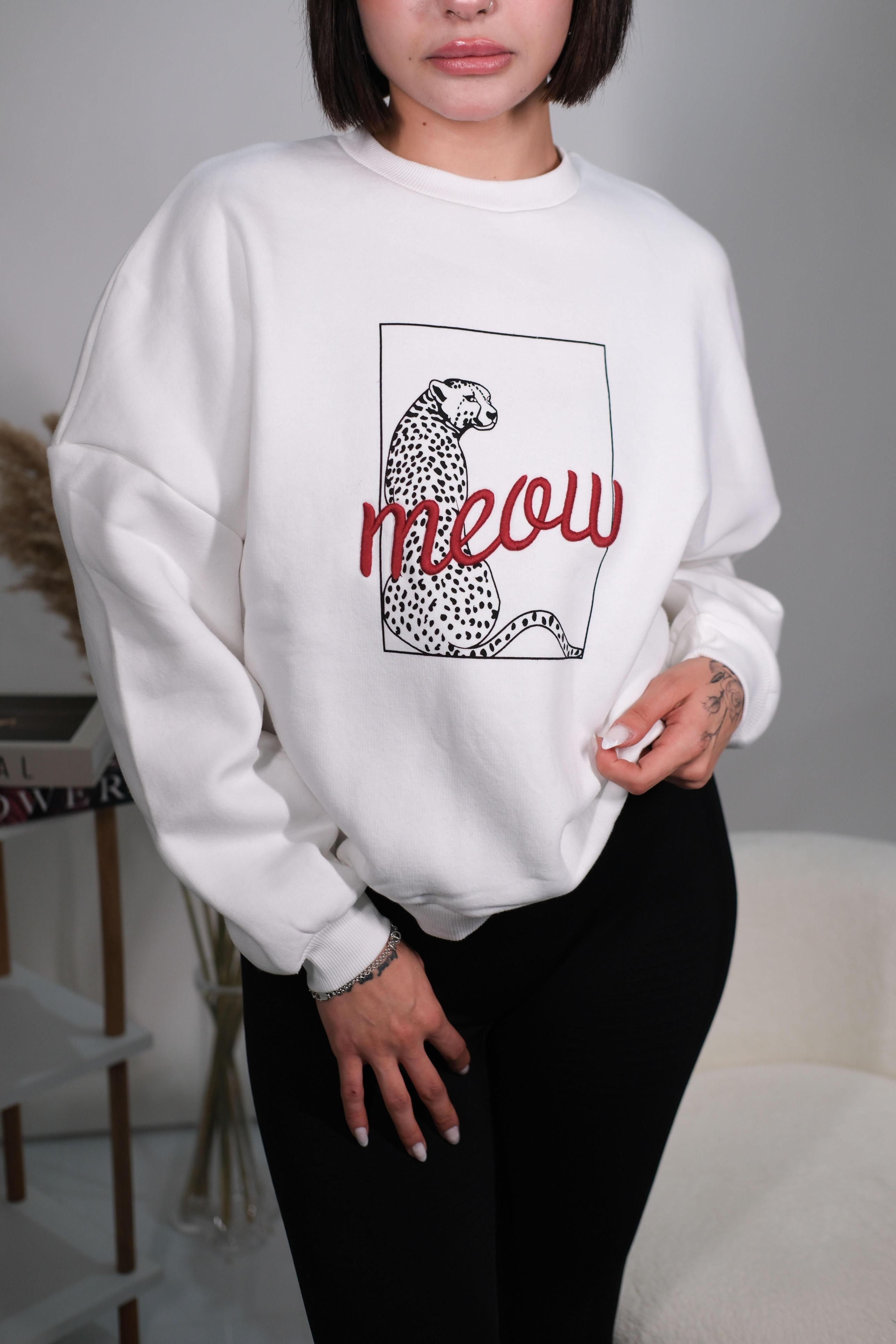 3%20İplik%20Beyaz%20Baskılı%20Sweatshirt