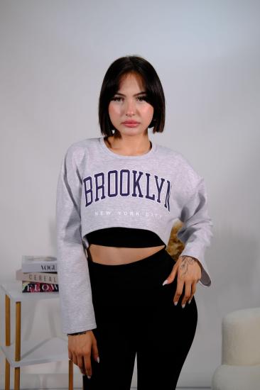 Kalın Kumaş Croplu Sweatshirt